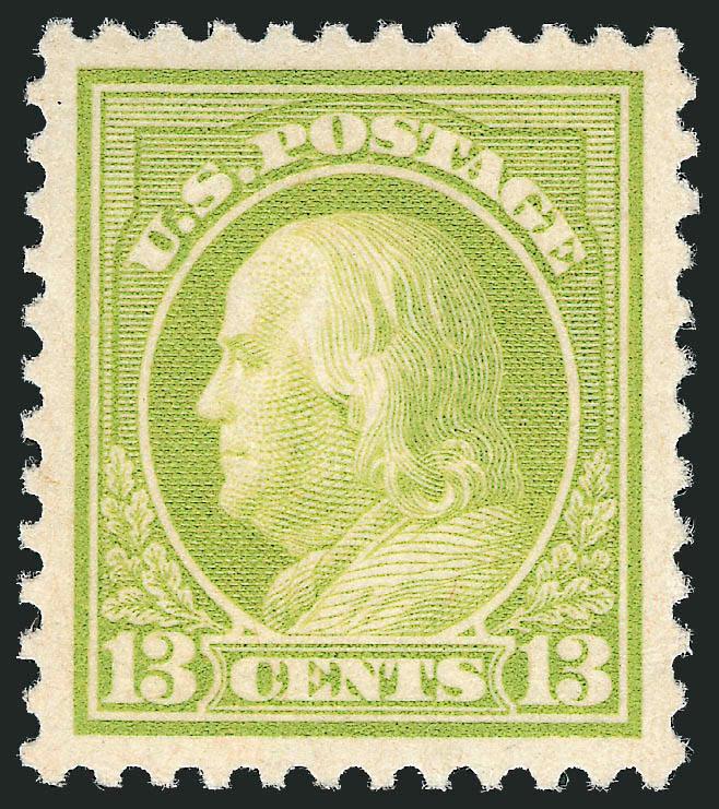 13c Apple Green (513).> Mint N.H., beautifully balanced margins, vivid color, Extremely Fine Gem, a superb stamp, with 2010 P.S.E. certificate (Superb 98 SMQ $520.00)