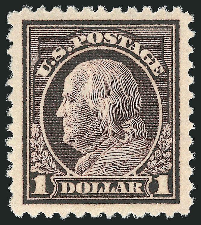 $1.00 Violet Brown (518).> Mint N.H., deep rich color on bright paper, gorgeous centering with Jumbo margins, Extremely Fine Gem, with 2010 P.S.E. certificate (XF-Superb 95 Jumbo SMQ $600.00 as 95, $2,000.00
as 98)