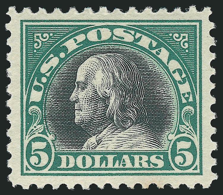 $5.00 Deep Green & Black (524).> Mint N.H., wide balanced margins, fresh colors, Extremely Fine Gem, with 2010 P.S.E. certificate (XF-Superb 95 SMQ $1,200.00)