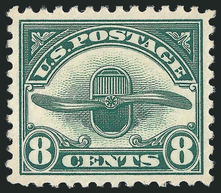 8c Dark Green, 1923 Air Post (C4).> Mint N.H., rich color, wide and balanced margins, Extremely Fine Gem, with 2010 P.S.E. certificate (XF-Superb 95 SMQ $165.00)