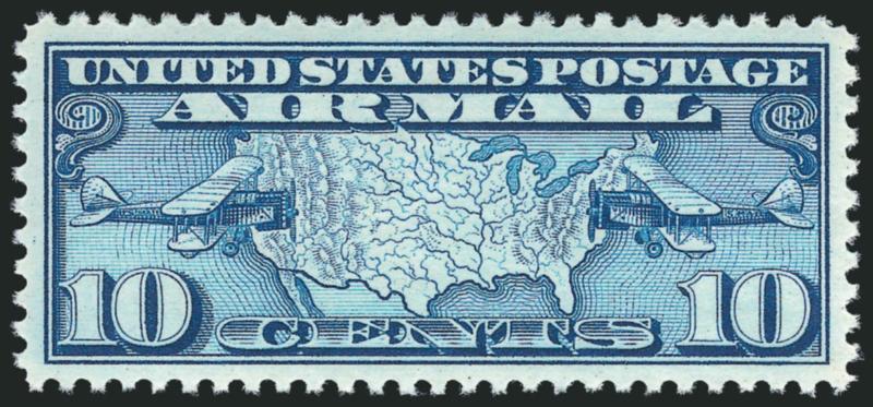 10c Map, Air Post (C7).> Mint N.H., mathematically perfect centering, bright shade, Extremely Fine Gem, with 2010 P.S.E. certificate (Gem 100 unpriced in SMQ above the grade of 98, SMQ $245.00 as 98)