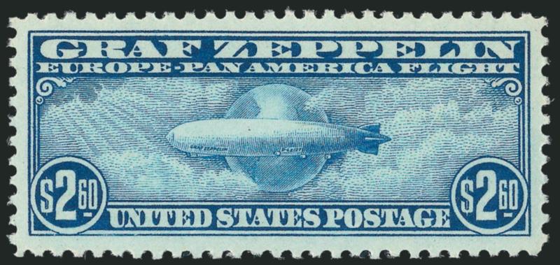 $2.60 Graf Zeppelin (C15).> Mint N.H., detailed impression, unusually wide margins, fresh and Extremely Fine, a huge stamp, with 2010 P.S.E. certificate (XF-Superb 95 Jumbo SMQ $1,850.00 as 95, $5,250.00 as
98)