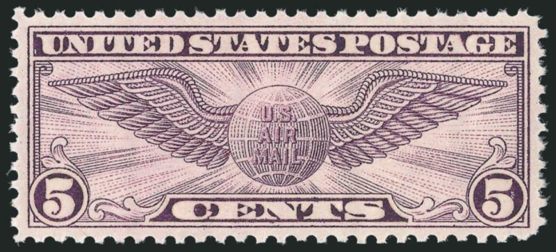 5c Winged Globe, Air Post (C16).> Mint N.H., brilliant color, perfectly centered, Extremely Fine Gem, with 2010 P.S.E. certificate (Superb 98 SMQ $680.00), only two have graded higher to date