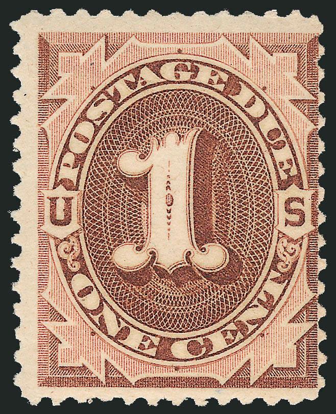 1c Deep Brown, Special Printing (J8). Mint N.H.,> beautiful intense shade and sharp proof-like impression on bright paper<><>^FINE. A WONDERFUL MINT NEVER-HINGED EXAMPLE OF THE RARE ONE-CENT POSTAGE DUE
SPECIAL PRINTING.^<><>The 1c, 2c and 3c are