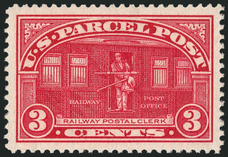 3c Parcel Post (Q3).> Mint N.H., Jumbo margins and beautiful centering, rich color, Extremely Fine Gem, with 2010 P.S.E. certificate (Superb 98 Jumbo SMQ $960.00 as 98, unpriced in higher grade), only five
others share this grade with only one highe