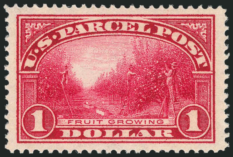 $1.00 Parcel Post (Q12).> Mint N.H., vivid color on bright paper, beautifully centered with Jumbo margins<><>^EXTREMELY FINE GEM. A SUPERB MINT NEVER-HINGED EXAMPLE OF THE $1.00 PARCEL POST ISSUE.^<><>With
2010 P.S.E. certificate (XF-Superb 95 Ju