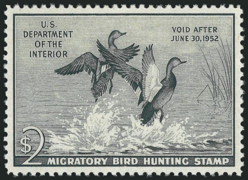 $2.00 1951 Hunting Permit (RW18).> Mint N.H., crisp impression, wide and perfectly balanced margins, Extremely Fine Gem, with 2010 P.S.E. certificate (Superb 98 SMQ $440.00), only three have graded higher to
date