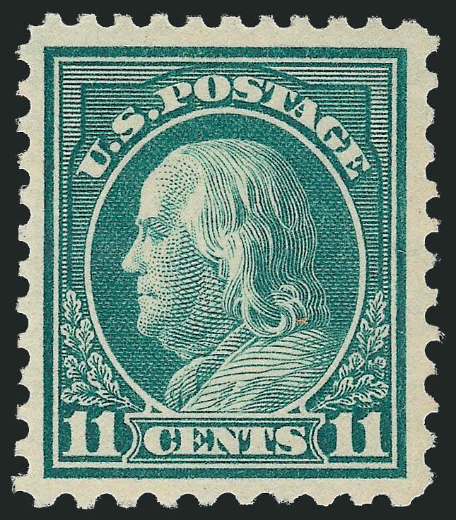 11c Light Green, Perf 10 at Bottom (511a).> Mint N.H., bright shade, wide margins and beautiful centering<><>^VERY FINE AND CHOICE. A RARE AND DESIRABLE MINT NEVER-HINGED EXAMPLE OF THE 11-CENT 1917 ISSUE PERF
10 AT BOTTOM.^<><>Ex Joyce. With 197