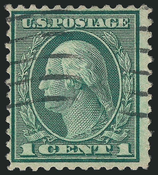 1c Green, Rotary Perf 11 (544).> Neat wavy-line machine cancel, bright color, wide margins to clear at left, fresh and Fine, with 1989 P.F. certificate