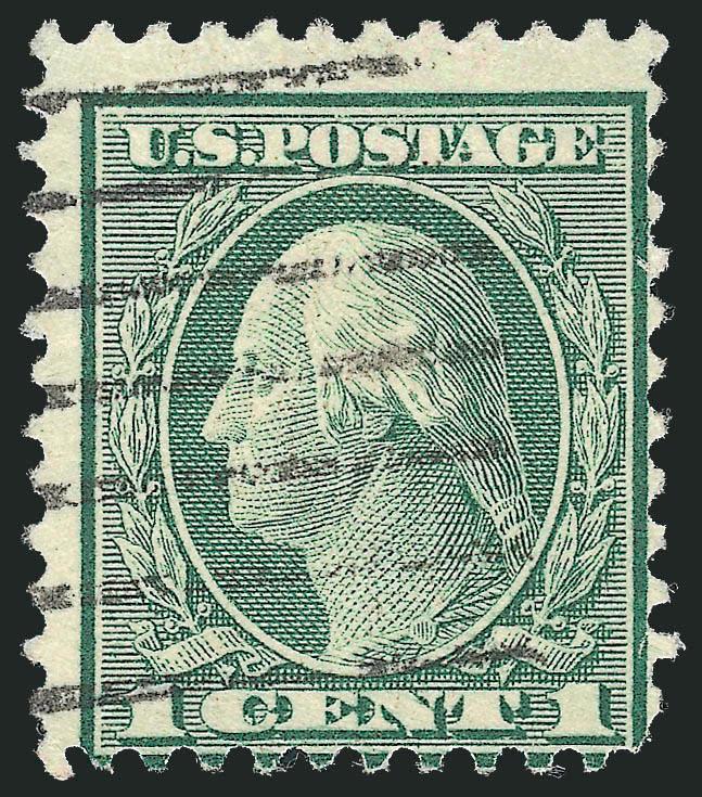 1c Green, Rotary Perf 11 (544).> Bright color, neat open grid cancel, light diagonal crease at top left, almost imperceptible tiny corner perf crease at bottom left, otherwise Fine for this issue, with clear
1980 P.F. certificate