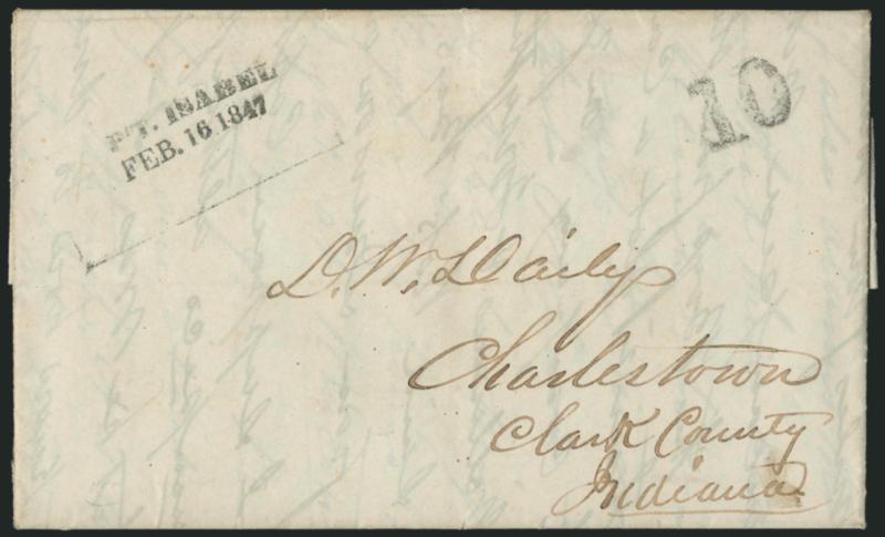 PT ISABEL.> Folded letter and another folded cover, Feb. 1847, each with year-dated two-line datestamp, one to Washington D.C. and other to Charlestown Ind., Very Fine strikes