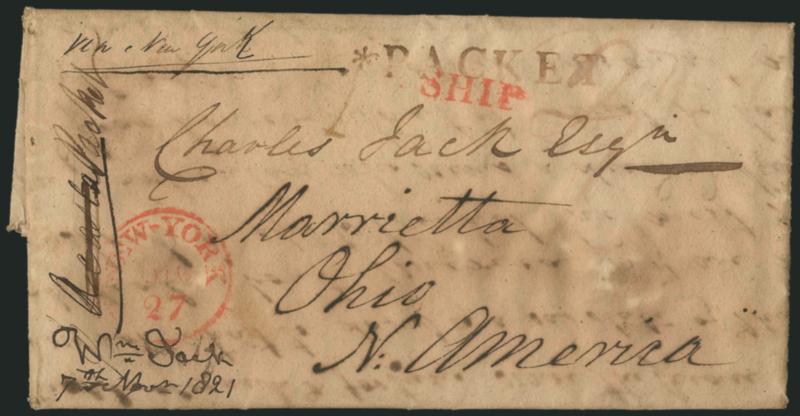 *PACKET.> Large brownish straightline handstamp on folded letter <from Sumatra> datelined <encoolen 7th November 1821>> from William Jack, a Scottish botanist and surgeon who joined the East India Company and
accompanied Stamford Raffles on his j