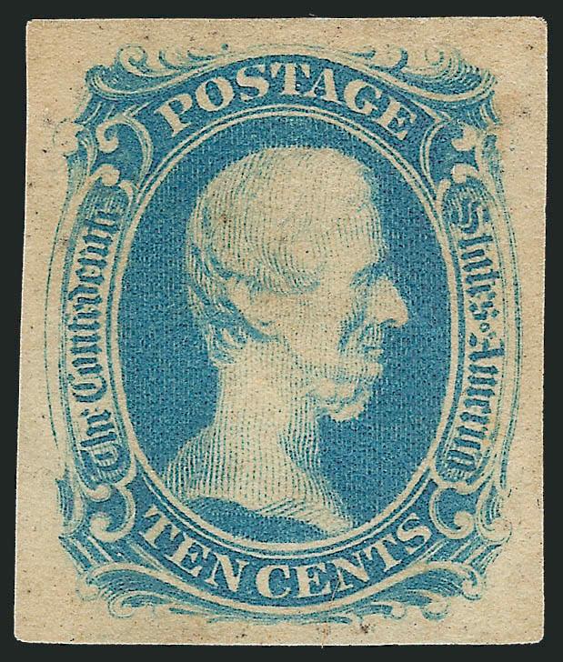 10c Milky Blue, TEN (9a).> Unused (no gum), huge balanced margins, very pretty pastel color, Extremely Fine