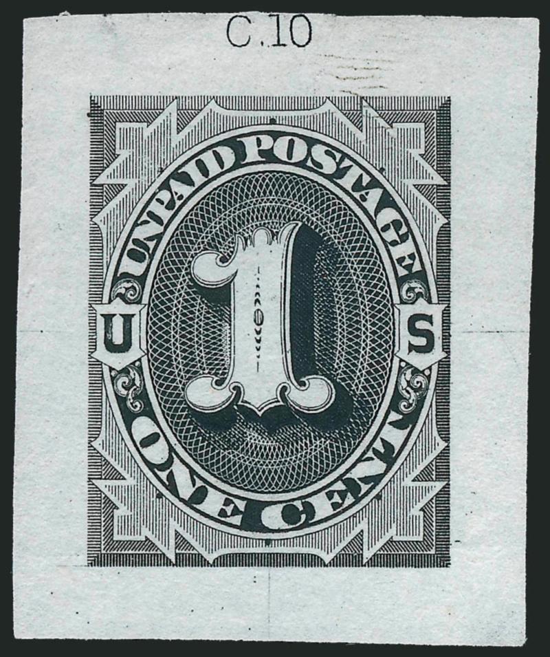 1c-5c 1879 Unpaid Postage Die Essay, Cut Small, Black on India (J1-E1b-J4-E1b).> 1c with C.10 die imprint, 3c shows traces, 1c tear at top clear of design, otherwise Very Fine-Extremely Fine