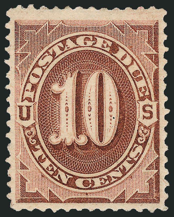 10c Deep Brown, Special Printing (J12).> Original gum, lightly hinged, extraordinarily well-centered, classic Special Printing shade and fine impression<><>^VERY FINE. REMARKABLY CHOICE QUALITY FOR THIS
POSTAGE DUE RARITY.^<><>Only 174 issued. Wi