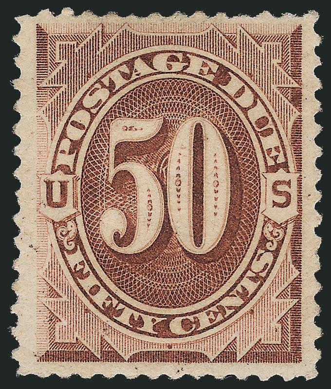 50c Deep Brown, Special Printing (J14).> Original gum, fresh rich color and clear impression<><>^FINE EXAMPLE OF THE 50-CENT POSTAGE DUE SPECIAL PRINTING.^<><>It has been estimated that no more than 179
examples of the 50c Postage Due Special Pri