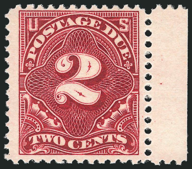 2c Deep Vermilion (J30).> Mint N.H. with right selvage, wide margins and intense color, minor natural splotchy original gum as often seen on this First Bureau Issue printing, Fine and very attractive, with
1997 P.F. certificate