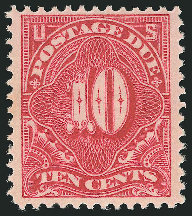 10c Rose Carmine (J49a).> Mint N.H., beautifully centered, post-office fresh with radiant color, Extremely Fine, with 2003 P.F. certificate