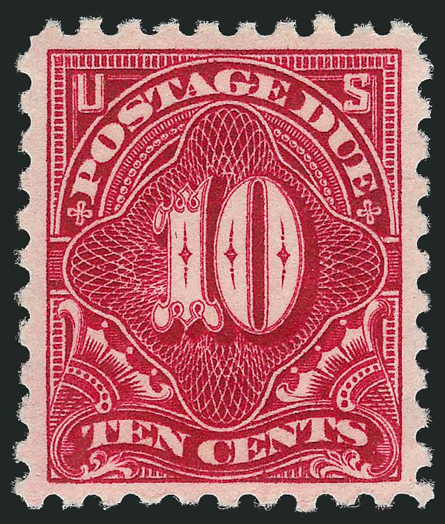 1c-10c 1914 Postage Due (J52, J53b, J55-J56).> All Mint N.H. except one No. J53b, one each 1c and 10c, three each other two, Fine-Very Fine except 10c which is essentially perfectly centered and Extremely
Fine, also incl. another 5c with diagonal cor