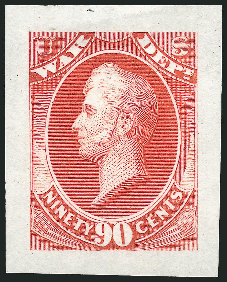 1c-90c War, Goodall Small Die Trial Color Proofs on India (O83TC-O93TC).> Complete set in the five listed colors<><>^VERY FINE-EXTREMELY FINE. A BEAUTIFUL ADDITION TO AN ADVANCED COLLECTION OF DEPARTMENTAL
ISSUES.^<><>In 1879, President Albert