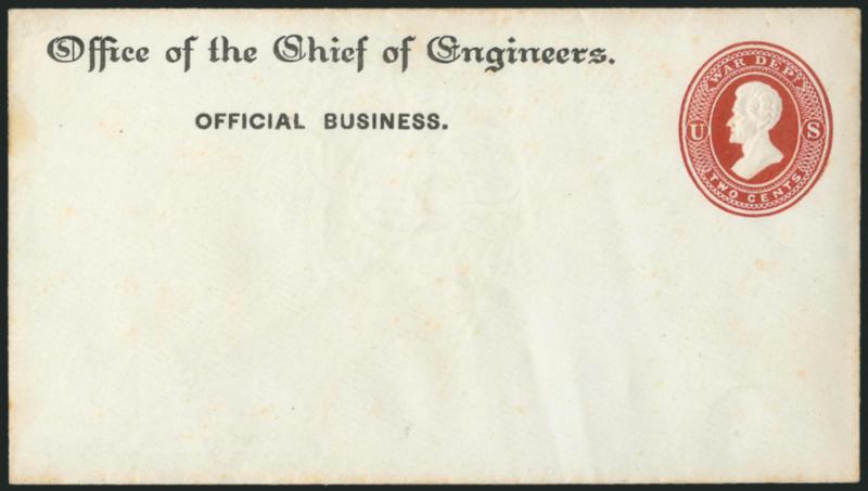 2c Dark Red on White, Entire (UO19).> Unused, size 2, knife 27, Office of the Chief of Engineers. Official Business two-line imprint at top, Very Fine, ex Stone