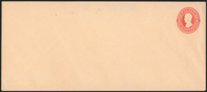 30c Red on Cream, Entire (UO69).> Unused, watermark 2, size 7, knife 51, Very Fine, ex Stone, <only 75 believed issued>