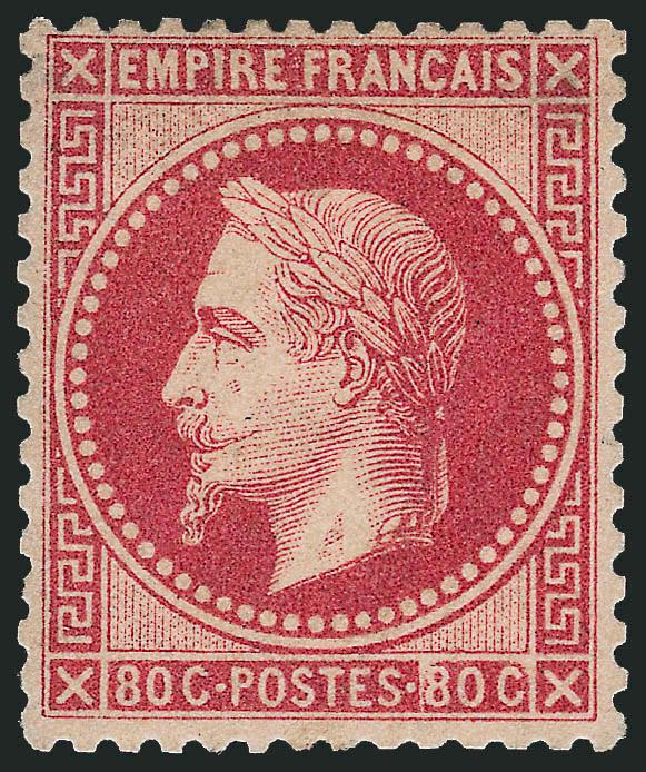 FRANCE, 1863, 4c-80c Napoleon III, Shades (3136 Yvert 2732).> Ten unused stamps, incl. three 4c, two 30c, two 40c and three 80c, each a distinctly different shade, incl. 80c Pale Rose and Rose Carmine, 40c
Orange and Yellow Orange, mostly original
