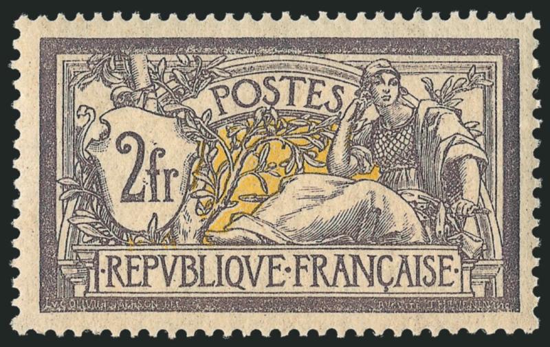 FRANCE, 1900, 2fr Gray Violet & Yellow (126 Yvert 122).> Mint N.H., Very Fine and choice, scarce in this nice quality, Yvert e2,350 as Mint N.H., Scott Retail as hinged