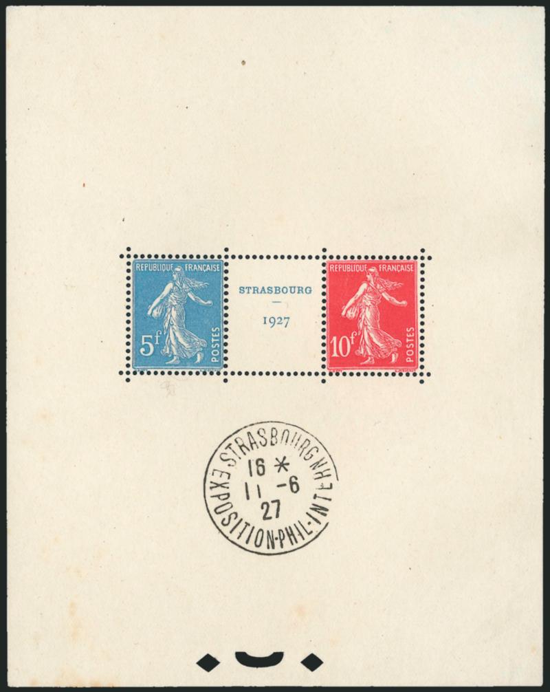 FRANCE, 1927 15fr Strasbourg Souvenir Sheet (241 Yvert Bloc 2).> June 11, 1927 Expo cancellation, some trivial faint toning on back, Very Fine appearance