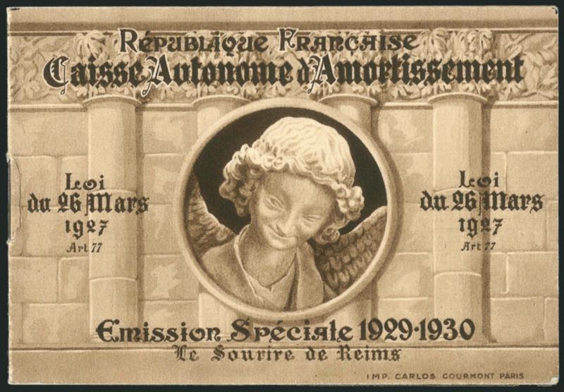 FRANCE, 1930, 1.50fr + 3.50fr Smile of Reims, Complete Booklet with Pane of Eight (B34a Yvert Carnet 256-C1).> Mint N.H., Fine-Very Fine, Yvert e1,100
