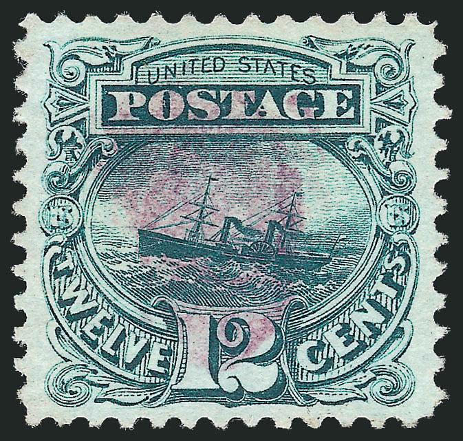 12c Green (117).> Bright shade and crisp impression, well-proportioned margins, neat central strike of <purple cork> cancel, Extremely Fine, desirable with the distinctive colored cancel, with 1999 P.F.
certificate