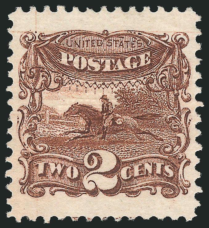2c Brown (113).> Unused (no gum), Jumbo margins, especially at top and bottom which are wider than any we have ever encountered, rich color and detailed impression on bright paper, Extremely Fine Gem, a
phenomenal stamp, with 1972 P.F. certificate
