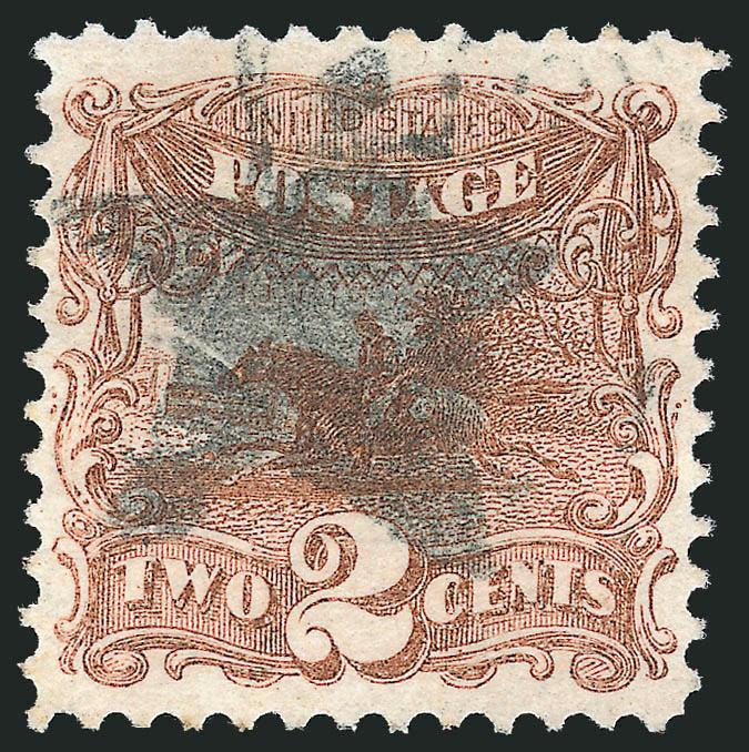 2c Brown (113).> Brilliant color on bright paper, wide margins, neat strike of <Star fancy cancel> of New York City, Very Fine and choice, a pretty stamp and cancellation