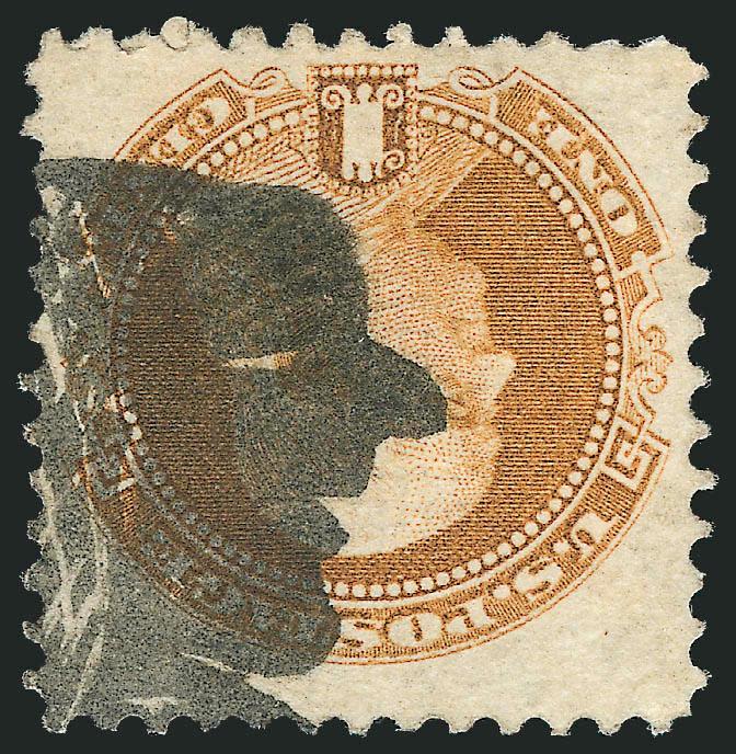 1c Buff (112).> Bright color, cancelled by bold full-face strike of <Woman in Snood Facing Right fancy cancellation of Waterbury Conn.> (Rohloff E-12), insignificant corner crease at top of stamp not mentioned on
accompanying certificate<><>^EXTR