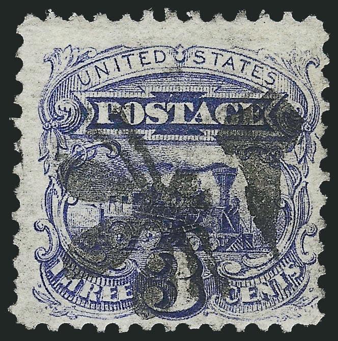 3c Ultramarine (114).> Rich color on bright paper, cancelled by perfect strike of <Kittrell N.C. Shoe Fly fancy cancel depicting a shoe and a fly>, Extremely Fine strike of this marvelous fancy cancel, the
childrens song of the same name was writt