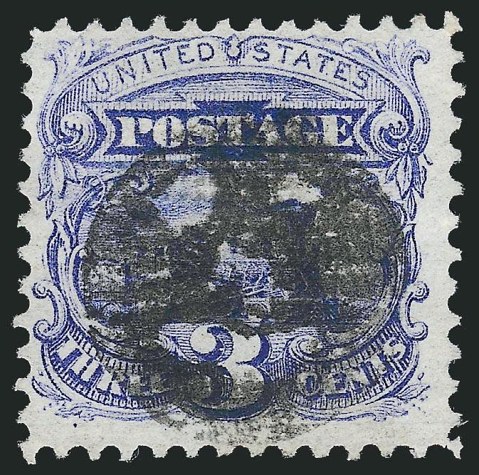 3c Ultramarine (114).> Radiant color on bright paper, cancelled by bold strike of <Pumpkin Face fancy cancel,> Very Fine strike of this marvelous smiling pumpkin face