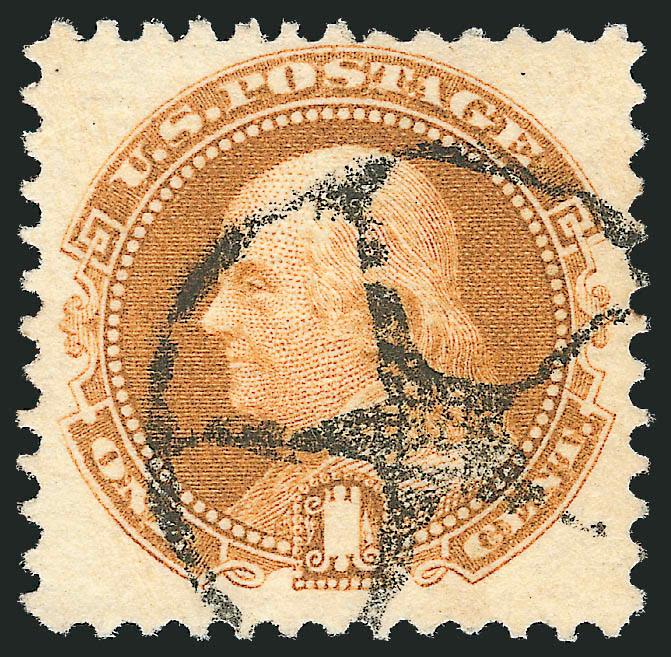 1c Buff (112).> Rich color, cancelled by well-struck <solid Star in Circle fancy cancel> of Hackettstown N.J., Extremely Fine strike of this very unusual Star fancy cancel, this is the first we have offered since
keeping computerized records, with 19