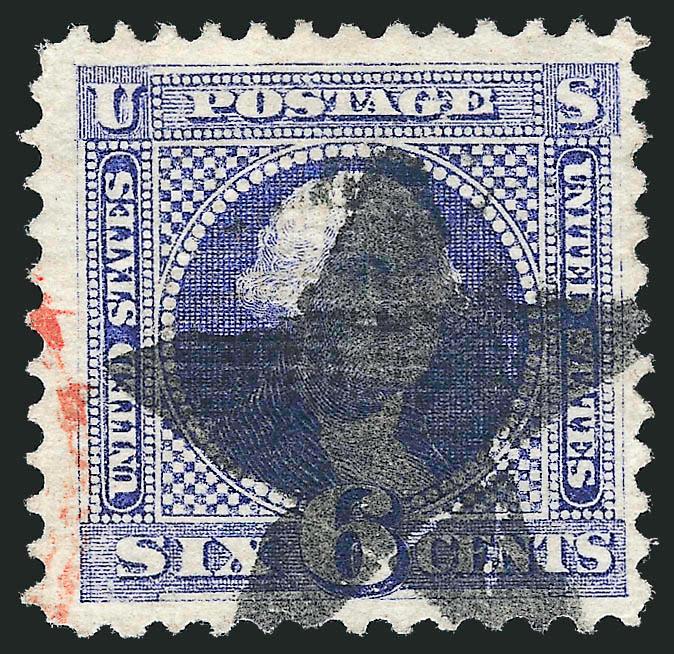 6c Ultramarine (115).> Brilliant color, cancelled by perfect strike of <Solid Star fancy cancel> of New York City, trace of red cancel at left, Very Fine and choice, a stamp of wonderful eye appeal, with 2000
P.F. certificate