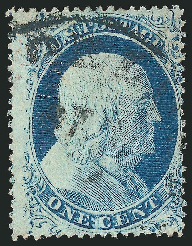 1c Blue, Ty. II (20).> Position 4R1L, <the only position on Plate 1 Late which was not recut,> rich color, neat strike of New Orleans circular datestamp, Fine and scarce, ex Neinken