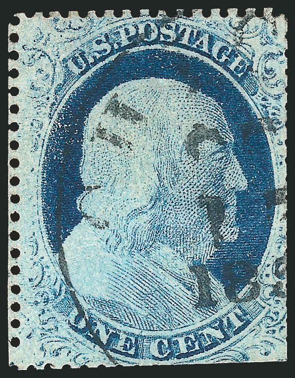 1c Blue, Ty. IV, Triple Transfer One Inverted (23 var).> Position 81L1L, recut once at top, scissors-separated causing s.e. at right and bottom, bright color, neat strike of circular datestamp, Fine example of
this scarce position which is a great ra