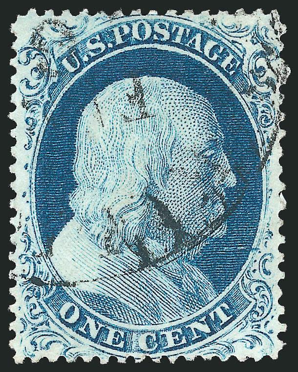 1c Blue, Ty. IV (23).> Position 14L1L, recut once at top and bottom, rich color, neat strike of circular datestamp, well-balanced margins, Extremely Fine, ex Neinken