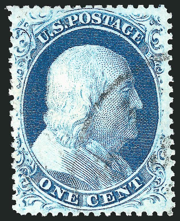 1c Blue, Ty. IV (23).> Recut once at top and bottom, brilliant color, choice centering with wide margins, small thin spot at left, Very Fine appearance