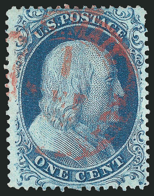 1c Blue, Ty. II (20).> Position 26R2, rich color nicely complemented by <red New York City carrier datestamp>, Very Fine and choice, a stamp with great visual appeal, ex Neinken