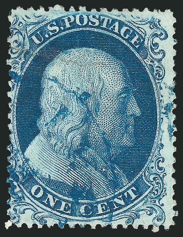 1c Blue, Ty. Ia (19).> Position 93L4, rich color nicely complemented by <blue> circular datestamp, sealed horizontal tear approximately halfway thru stamp toward the top, otherwise Fine example of this scarce
type, undoubtedly one of Jerrys Kids,