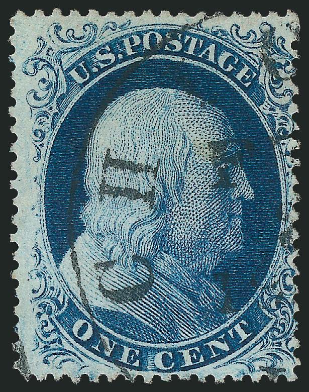 1c Blue, Ty. II (20).> Position 3L4 with <curl in hair and clear break in outer line at bottom which meets the definition of Type IIIa,> detailed impression clearly shows the plate characteristics, neat
Chicago circular datestamp, Very Fine, an outst