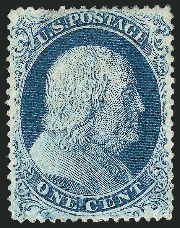 1c Blue, Ty. IIIa (22).> Position 45R4, unused (no gum), gorgeous color, well-balanced margins, Very Fine and choice, ex Neinken