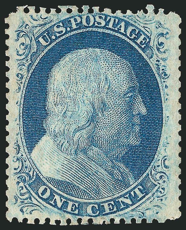 1c Blue, Ty. Va (24).> Position 48R5, part original gum, scissors-separated perfs at top and bottom, Very Fine, a scarce original-gum example of the 1c Type Va, with 1989 P.F. certificate