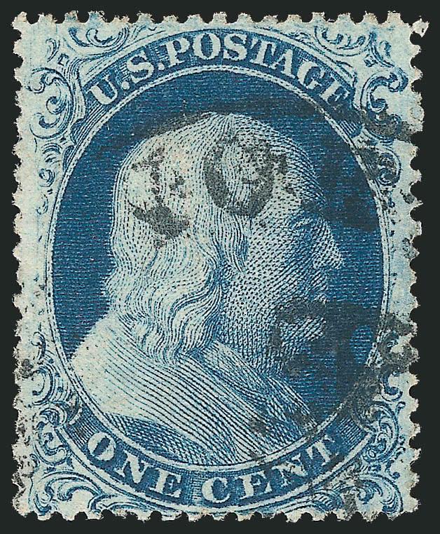 1c Blue, Ty. IIIa (22).> Plate 11, B Relief with <double transfer,> intense shade and impression, neat New York circular datestamp, Very Fine