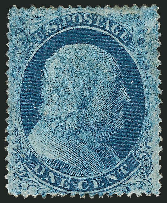 1c Blue, Ty. IIIa (22).> Plate 11, A Relief, original gum, h.r., intense shade with nicely mottled impression, tiny sealed tear at right, Very Fine appearance, ex Neinken