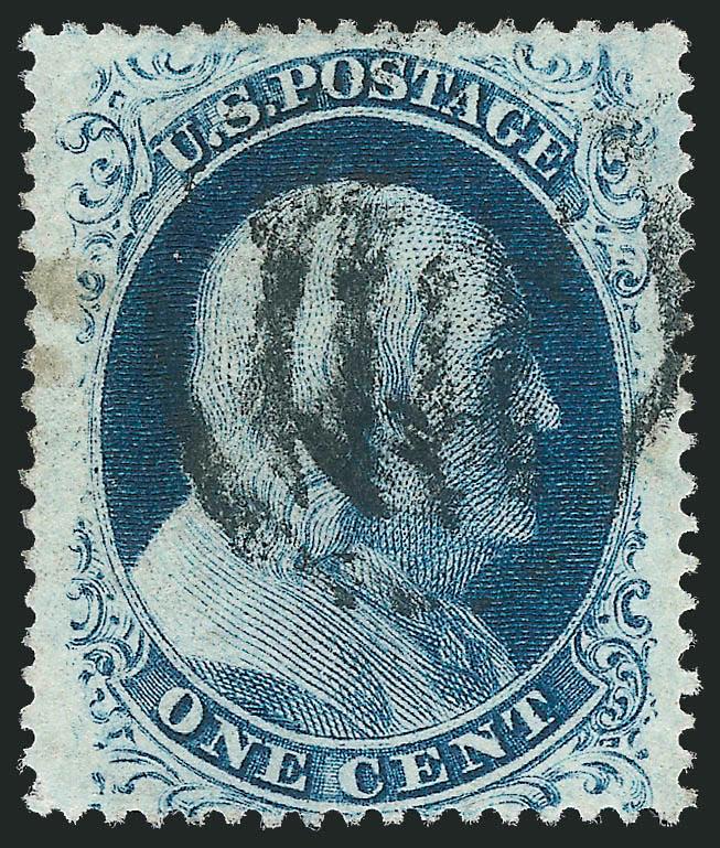 1c Blue, Ty. IIIa (22).> Plate 11, A Relief, unusually wide margins, rich color, grid cancel, some soiling at left, otherwise Extremely Fine, ex Neinken